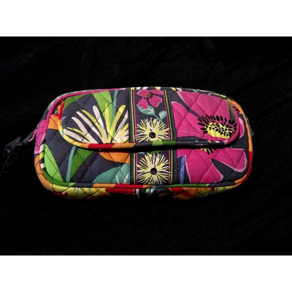 Vera Bradley Jazzy Blooms Zip Cosmetic Makeup Bag 7"x3.75"x2" Floral Mirror Pink